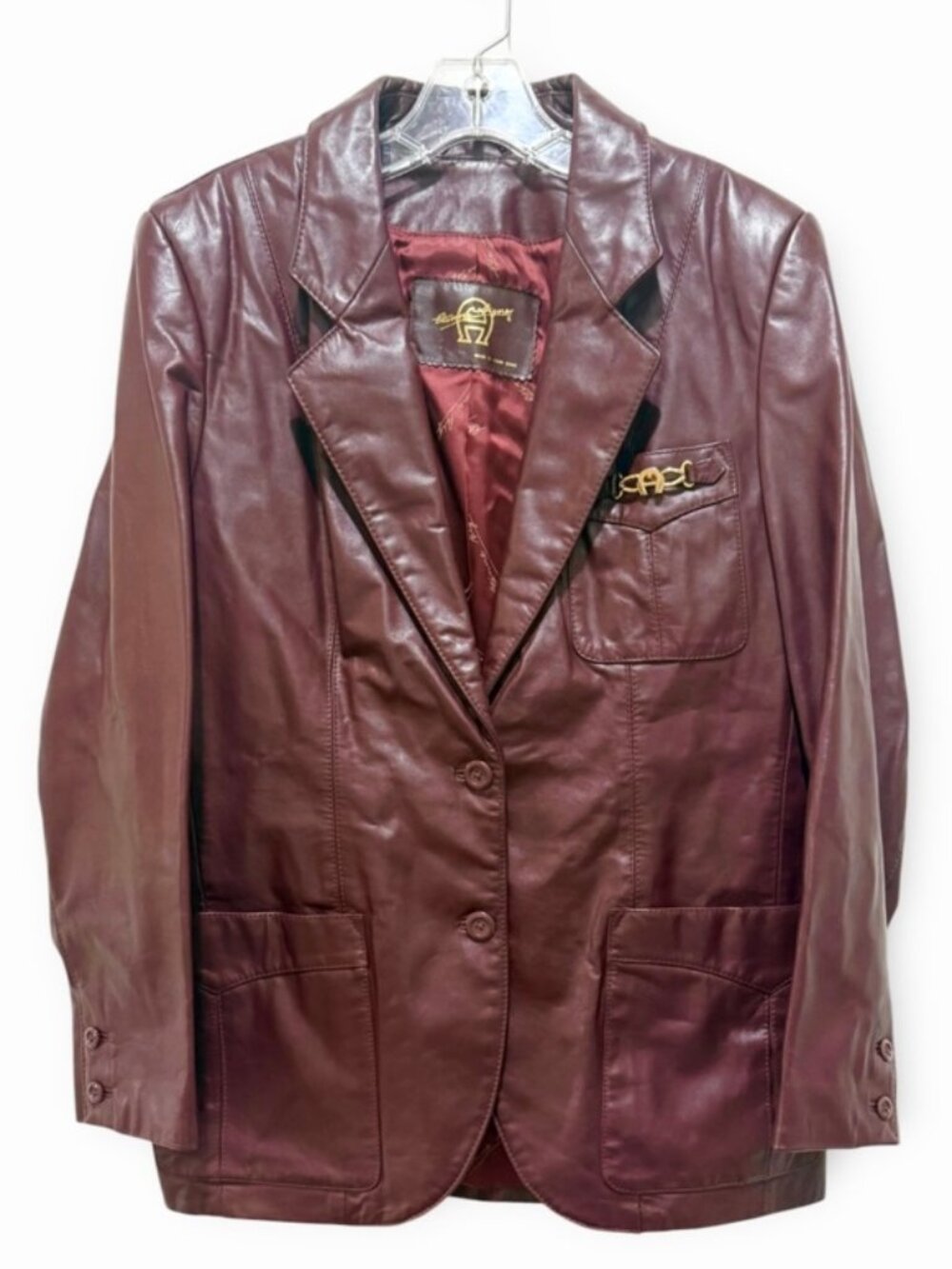 Vintage Etienne Aigner Leather Jacket Coat Blazer Oxblood Red Size 12